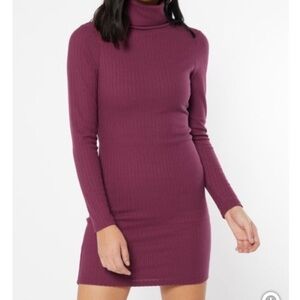 NWT purple/eggplant/maroon long sleeve LS bodycon Ribbed dress large & medium